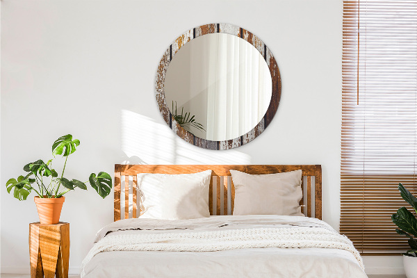 Kerek díszes tükör Vintage sötét fa