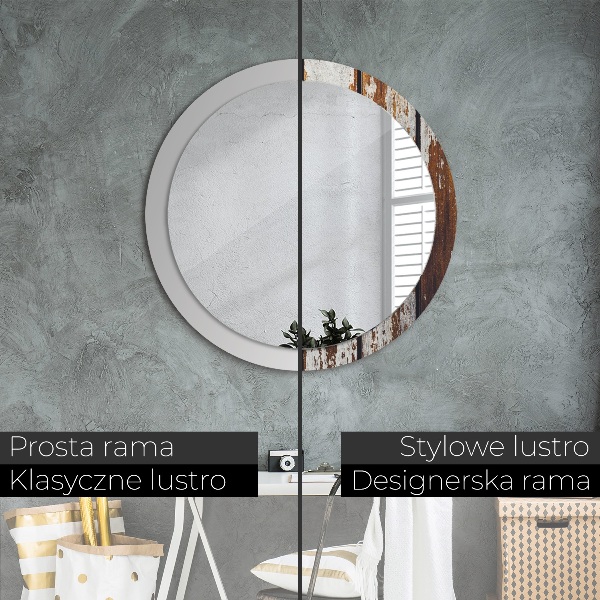 Kerek díszes tükör Vintage sötét fa