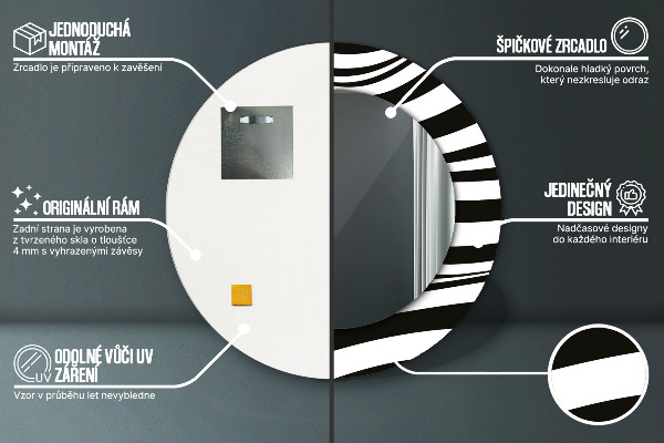 Kerek tükör díszítéssel Absztrakt hullám