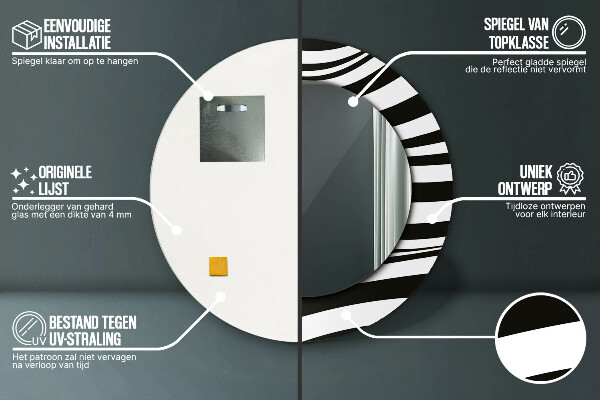 Kerek tükör díszítéssel Absztrakt hullám