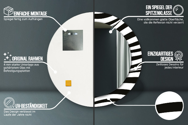 Kerek tükör díszítéssel Absztrakt hullám