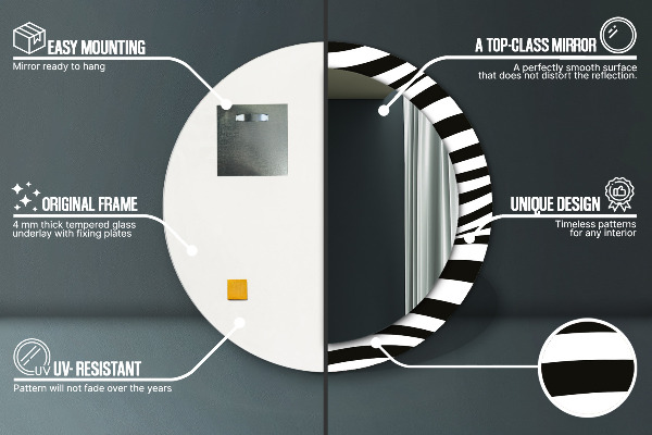 Kerek tükör díszítéssel Absztrakt hullám