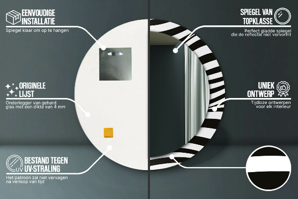 Kerek tükör díszítéssel Absztrakt hullám