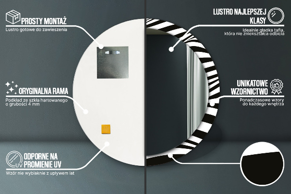 Kerek tükör díszítéssel Absztrakt hullám