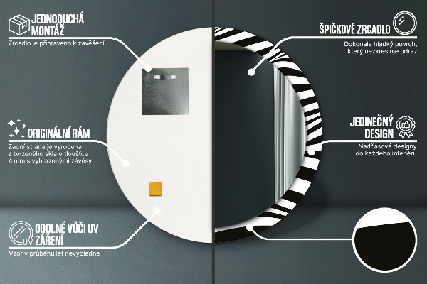 Kerek tükör díszítéssel Absztrakt hullám