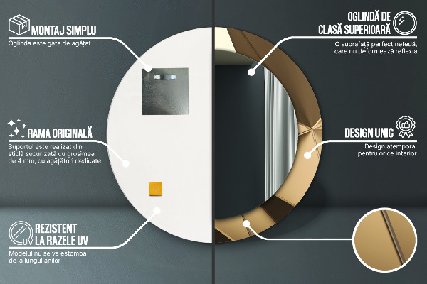 Kerek tükör fali dísz Modern absztrakció