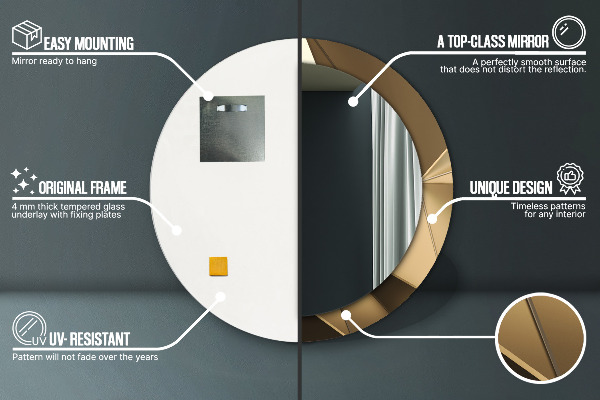 Kerek tükör fali dísz Modern absztrakció