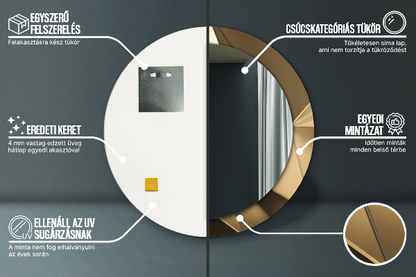 Kerek tükör fali dísz Modern absztrakció