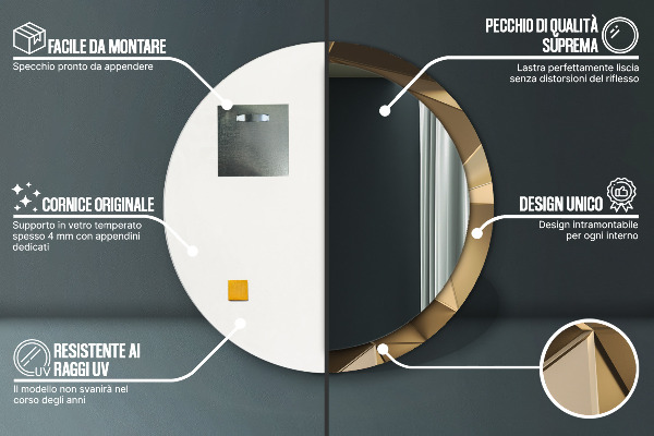 Kerek tükör fali dísz Modern absztrakció