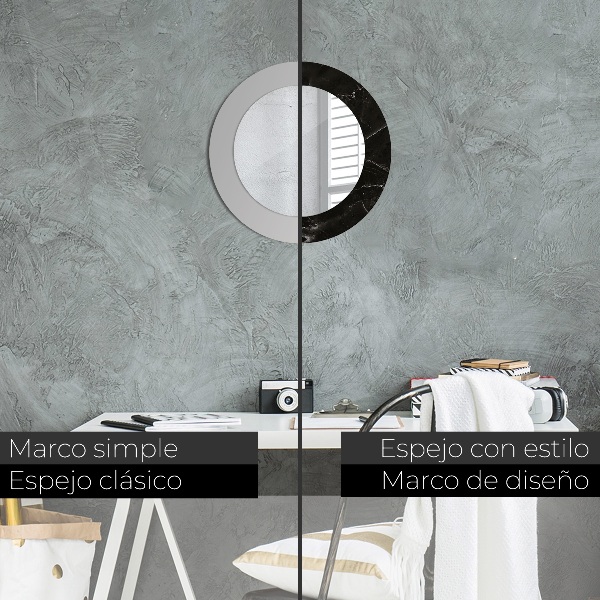 Kerek tükör nyomtatott kerettel Márvány kő