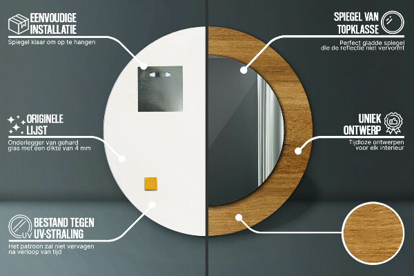 Kerek dísztükör Rusztikus tölgy