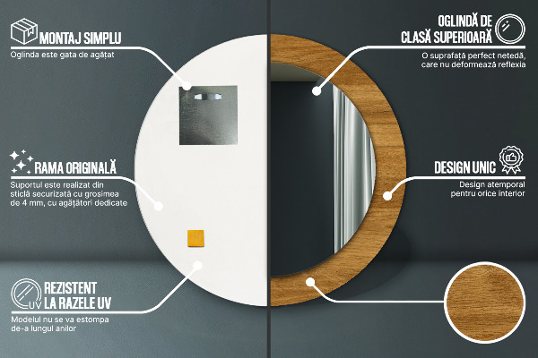 Kerek dísztükör Rusztikus tölgy