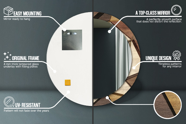 Kerek tükör díszítéssel Geometrikus 3D fa