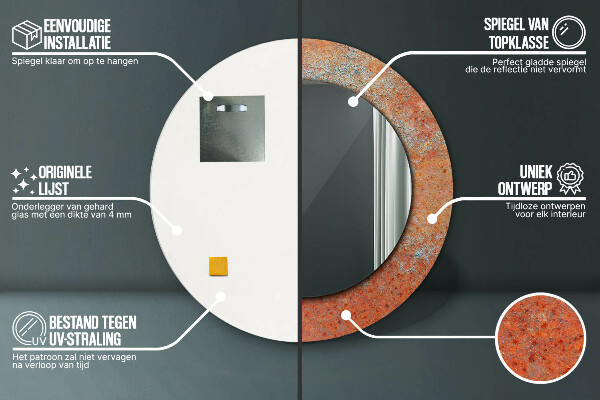 Kerek dísztükör Rozsda fém