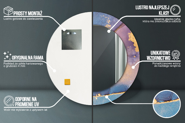 Kerek díszes tükör Márvány kő