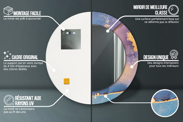 Kerek díszes tükör Márvány kő