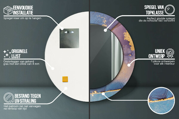 Kerek díszes tükör Márvány kő