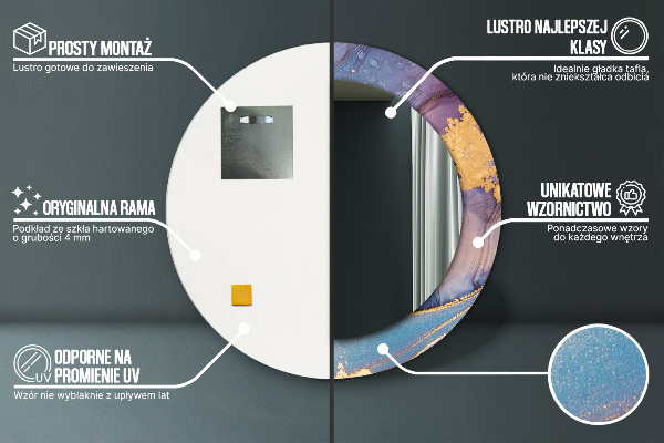 Kerek díszes tükör Márvány kő