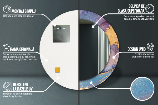 Kerek díszes tükör Márvány kő