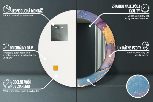 Kerek díszes tükör Márvány kő