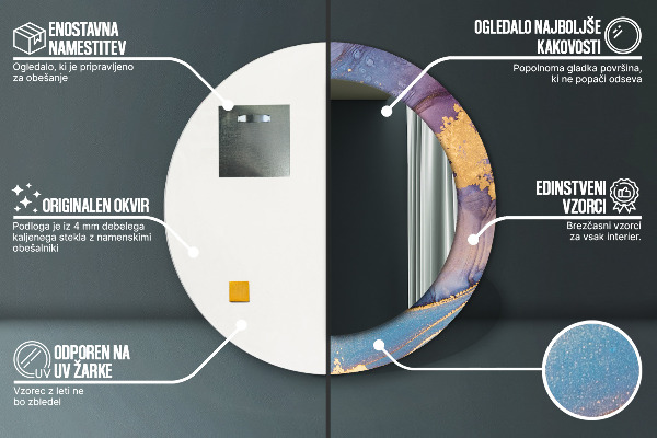 Kerek díszes tükör Márvány kő