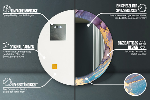 Kerek díszes tükör Márvány kő