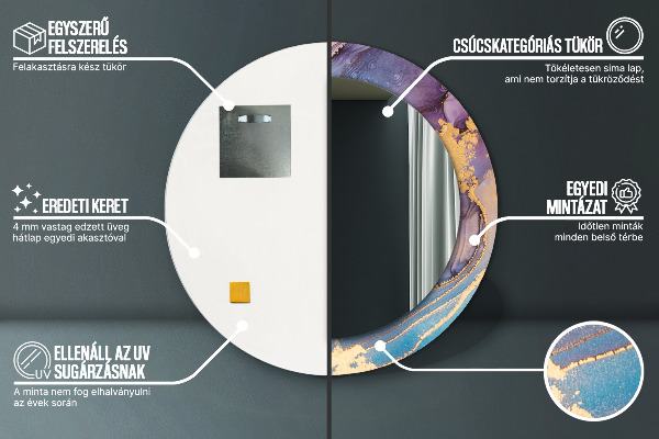 Kerek díszes tükör Márvány kő