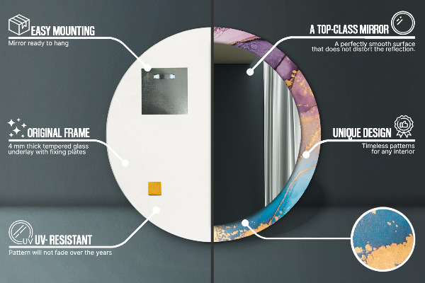 Kerek díszes tükör Márvány kő