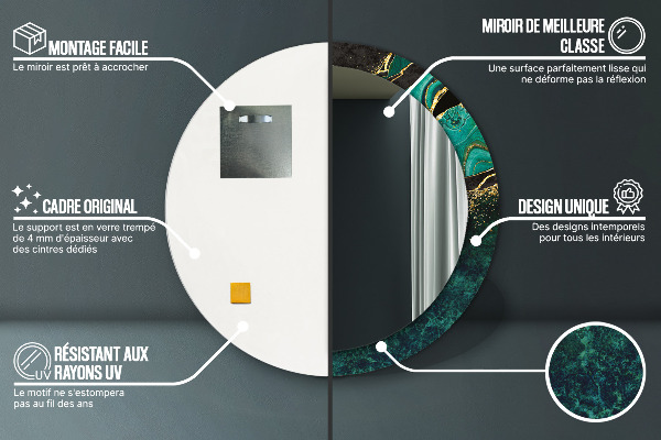 Kerek tükör fali dísz Márvány zöld