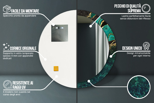 Kerek tükör fali dísz Márvány zöld