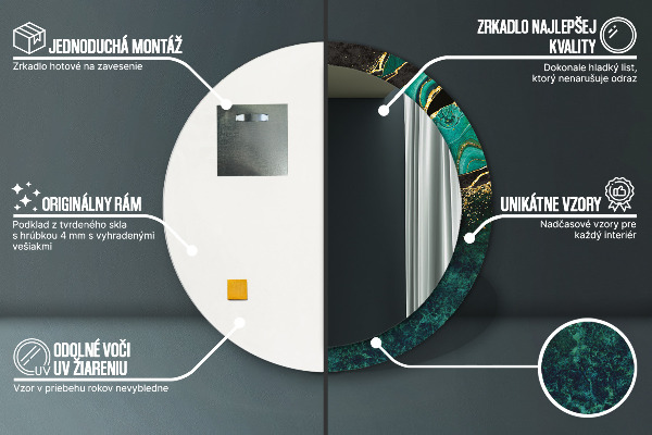 Kerek tükör fali dísz Márvány zöld