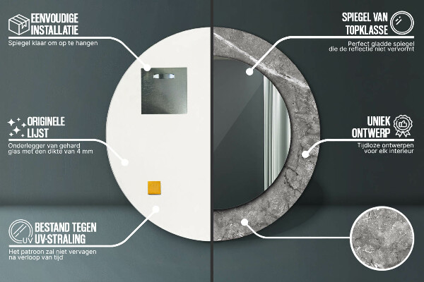 Kerek tükör nyomtatott kerettel Rusztikus márvány