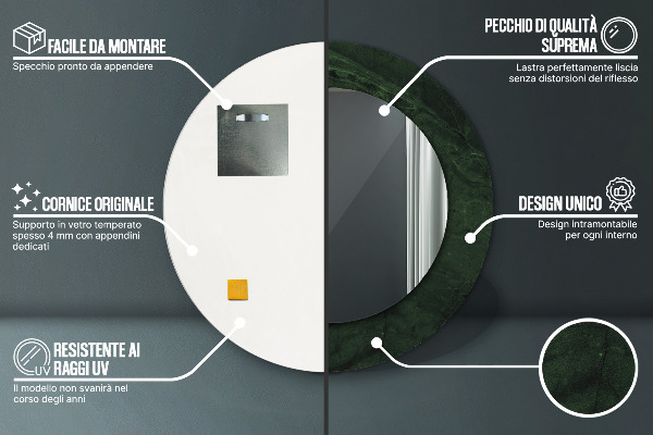 Kerek tükör díszítéssel Szerpentin