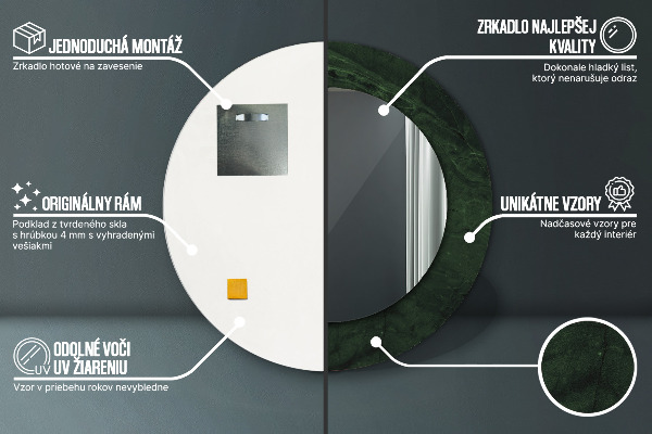 Kerek tükör díszítéssel Szerpentin