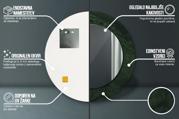 Kerek tükör díszítéssel Szerpentin