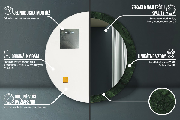 Kerek tükör díszítéssel Szerpentin