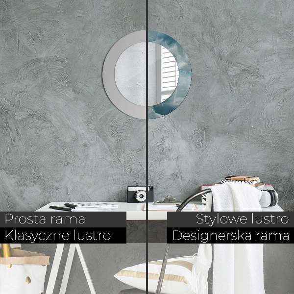 Kerek tükör keret nyomtatással Kék ónix márvány