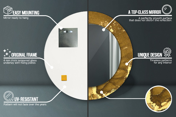 Kerek tükör keret nyomtatással Fémes örvények