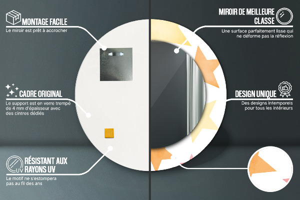 Kerek tükör nyomtatott kerettel Pasztell csillagok