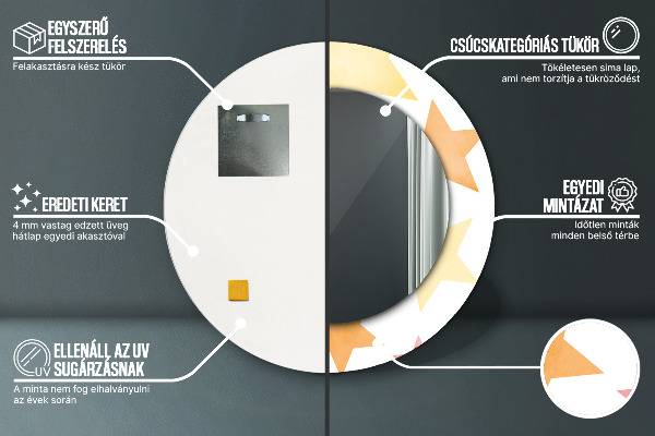 Kerek tükör nyomtatott kerettel Pasztell csillagok