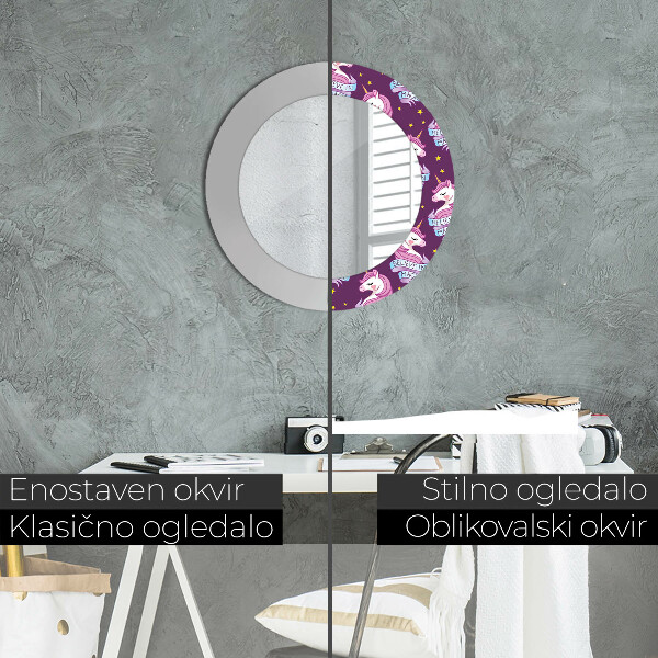 Kerek dísztükör Unikornis csillagok