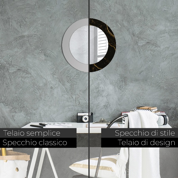 Kerek díszes tükör Fekete márvány