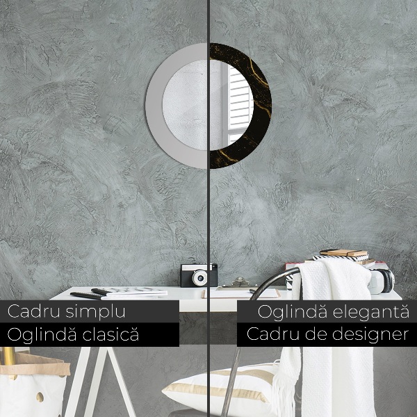 Kerek díszes tükör Fekete márvány