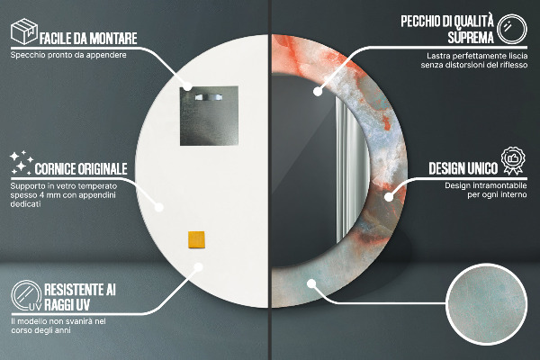 Kerek tükör fali dísz Ónix golyók