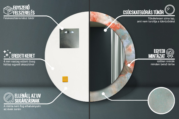 Kerek tükör fali dísz Ónix golyók