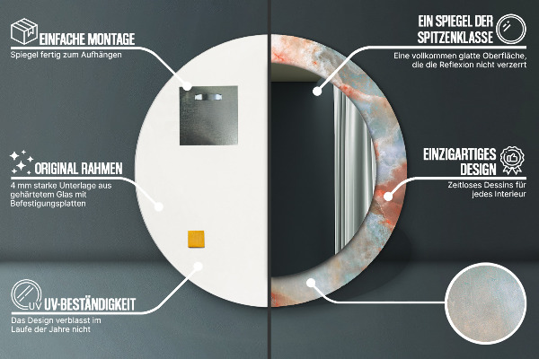 Kerek tükör fali dísz Ónix golyók