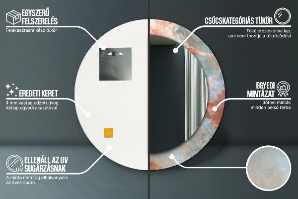 Kerek tükör fali dísz Ónix golyók