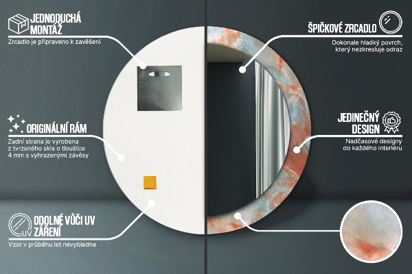 Kerek tükör fali dísz Ónix golyók