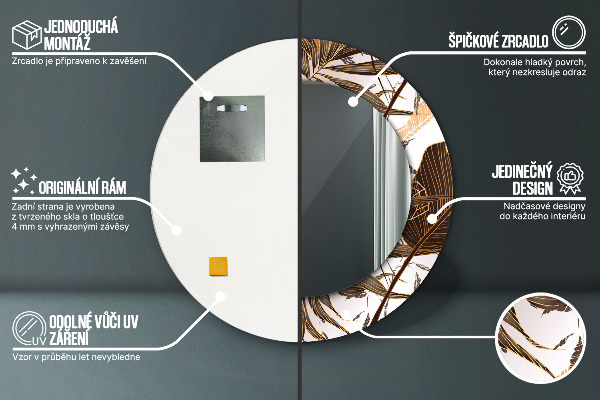 Kerek dísztükör pálmalevelek