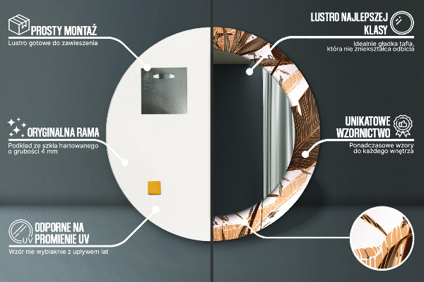 Kerek dísztükör pálmalevelek